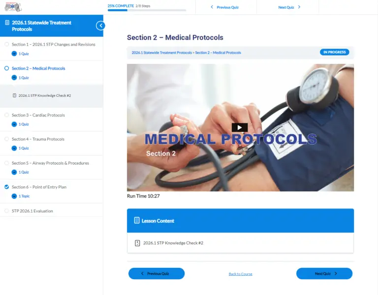 Portfolio image sample of medical protocols LMS lesson
